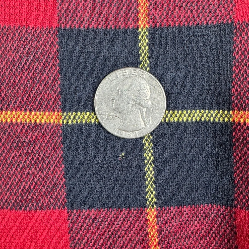 Vintage Ralph Lauren Plaid Polo Men's‎ L Red Black Chambray Crest Made in USA